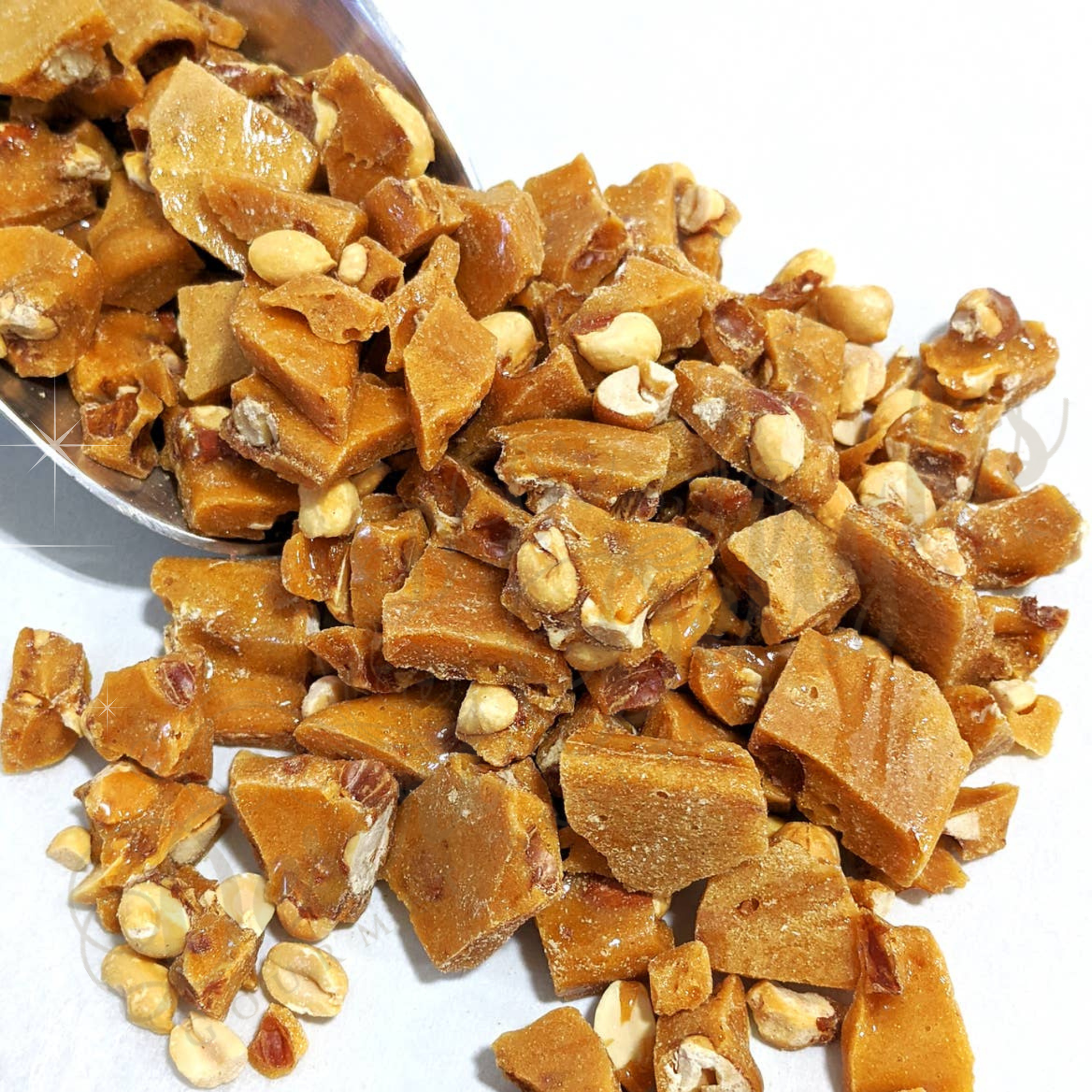 Peanut brittle on a white background